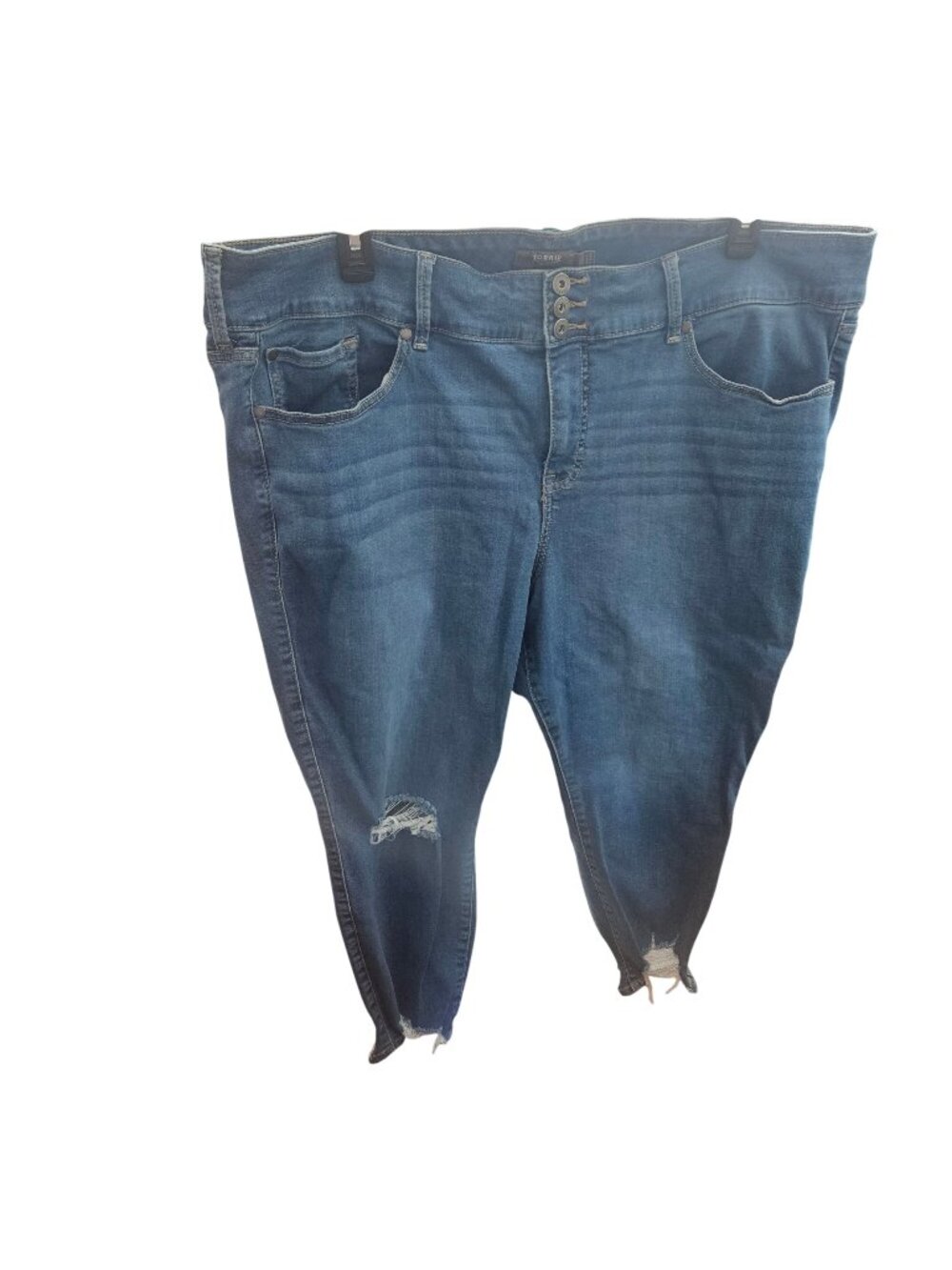 Torrid Womens Super Soft Distressed Jeggings Size 26S Blue Denim High-Rise Butto